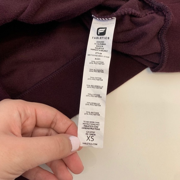 Fabletics Liane Velvet Dark Maroon Pullover Size XS - Picture 6 of 8